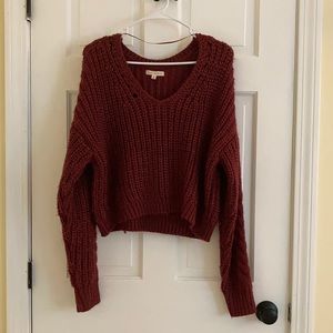 Medium maroon cropped sweater from PacSun